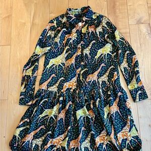 J. Crew Long Sleeve Dress with Giraffe Print